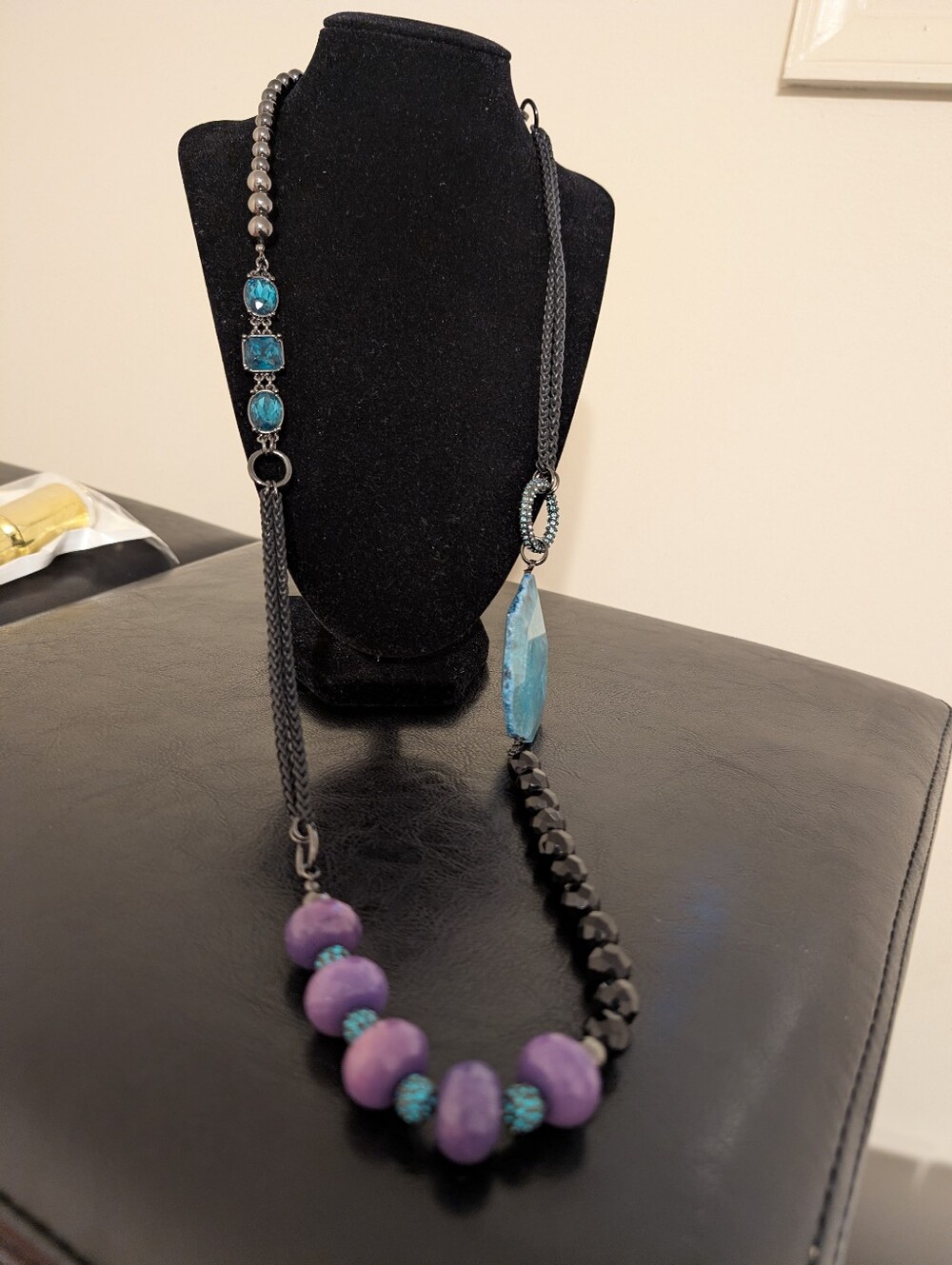 Nordstrom Sequin Stylish Purple & Teal Beaded Women’s Statement Necklace